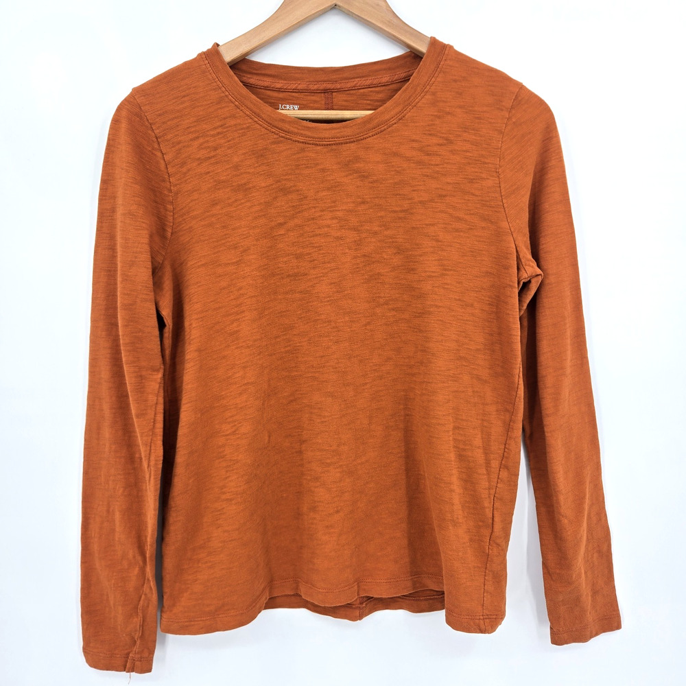 J Crew Girlfriend Tee T Long Sleeve Slub Stretch Knit Crew Neck Minimalist M